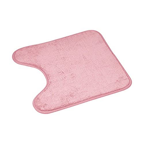 douceur d'intérieur, Tapis Contour WC (45 x 45 cm) Vitamine Sdb Rose Poudre, Microfibre Unie