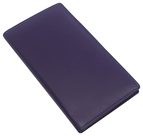 RFID Blocking Bifold Genuine Leather Credit Card ID Holder Long Wallet (CN Purple)3