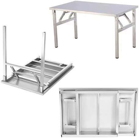 Portable Stainless Steel Folding Table - Rust-Resistant, Ideal for Kitchen Prep, Outdoor Use, Dining, and Storage Solutions - Lightweight, Easy to Store, Versatile Utility Table