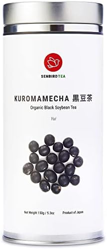 Senbird Organic Kuromamecha - Japanese Black Soybean Tea - From Hokkaido, Japan - Loose Leaf Kuromame Tea in Airtight Tea Tin (5.3oz/150g)