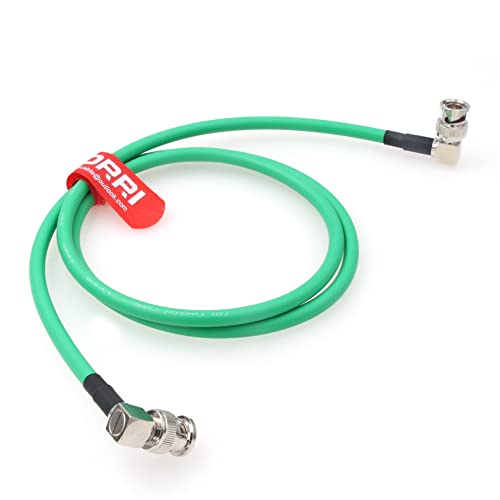 DRRI Canare12G-SDI 4K UHD Right-Angle BNC to Right-Angle BNC Coaxial Cable for Video Monitor (1M, Green), (1M) US