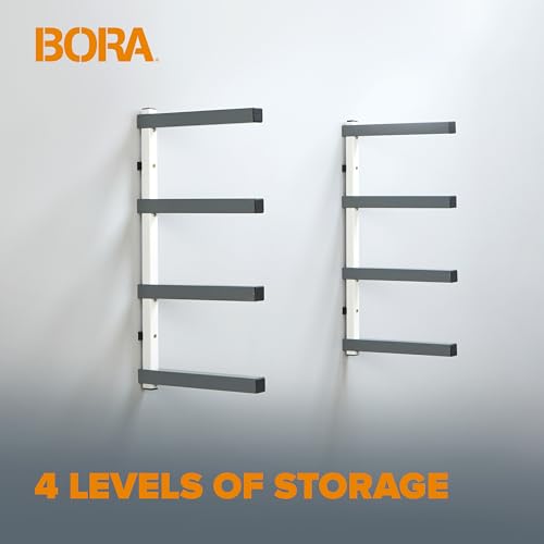 Bora 4-Level Lumber Storage Rack Wood and Garage Organization Space Saving Metal Shelf for Pipes, Boards, Plywood, and Building Materials - PBR-0420 White Gray by BORA - Image 3