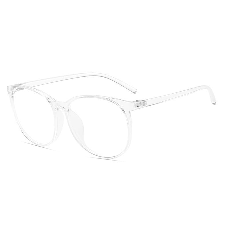 Rewhey Transparent Computer Glasses Frame Women Men Anti Blue Light Round Eyewear Blocking Glasses Optical Spectacle Eyeglass (White)