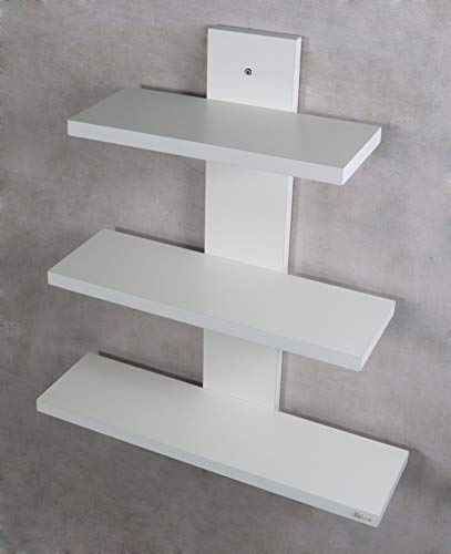 Image of Madhuran Engineered Wood Wall Mounted Home Decor Books Shelf Racks (Tier 3, White) / Living Room Bedroom Bathroom Office Study Storage Shelves Furniture Self