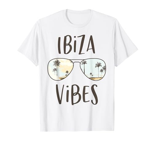 Ibiza Tropical Island Vibes Palm Tree Sunset Sunglasses T-Shirt