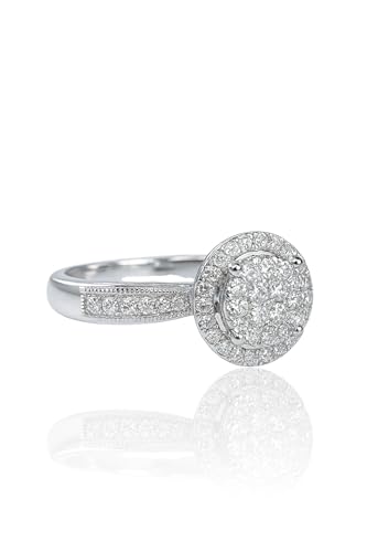 Vintage-Inspired Halo Diamond Ring, 0.40 CT Natural Diamonds, 10K White Gold, Round Brilliant Cut2