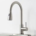 RICINUN Kitchen Faucet, Kitchen Sink Faucet with Pull Down Sprayer, Stainless Steel Single Handle High Arc Pull Out Faucet for RV Laundry Utility Bar Brushed Nickel