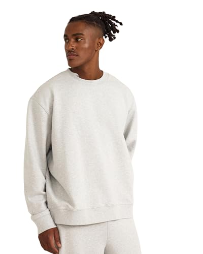 Image of Organic Basics Men's Weekend Boxy Fit Crewneck Sweatshirt, Misty Grey Melange, S