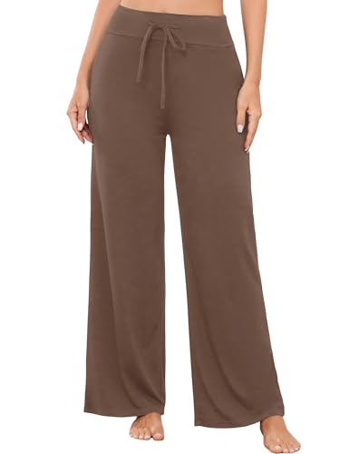 Image of LOCUBE Women's Pajama Pants, Soft Comfy High-Waist Wide-Leg Lounge Pants with Drawstring and Pockets