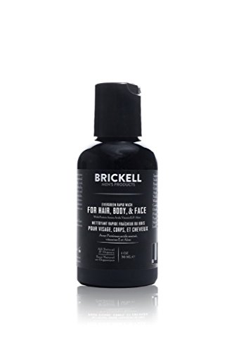 Brickell Men's Rapid Wash, Natural and Organic 3 in 1 Body Wash Gel for Men, 2 Ounce, Evergreen Scent