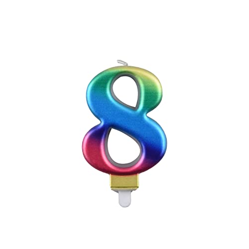 8 años velas de cumpleaños número 8, velas de cumpleaños colores del arco iris para fiestas de cumpleaños