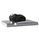BarkBox Memory Foam Dog Bed | Plush Orthopedic Joint Relief Mattress Machine Washable + Removable Cover; Water-Resistant Lining, Includes Squeaker Toy | Large | Grey
