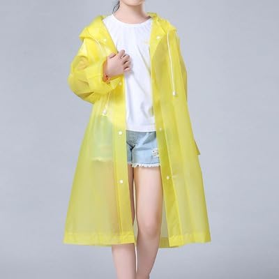 W+ Kids Plain Hooded Raincoat with & Side Pocket| Rain Fighter I Rain Coat for Boy's I Girl's with Carrying Pouch (YELLOW) (10-11Years) 3