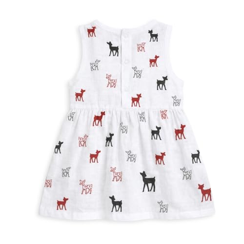 Image of The Boo Boo Club Girls Cotton Muslin Printed Dress | Short Sleeve Knee-Length Summer Girls Frock | Soft Breathable