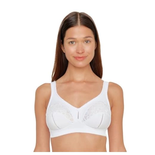 Naturana Bügel-BH mit Stickerdetails - 87543 105 Schwarz C 9 Susa Damen Entlastungs Topsy Plus Bügelloser BH, Weiß (Weiß 003), 105D