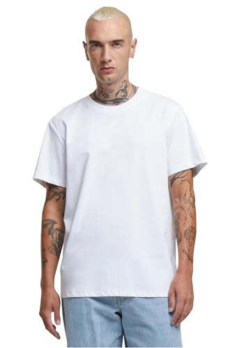 Build Your Brand Męski T-shirt bez kołnierza, biały, S, biały, S