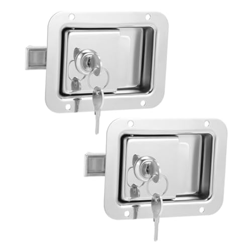 CONGARTENO 2 Piezas Cerradura Empotrada para Remolque Manija Paleta de Acero Inoxidable Resistente Pestillo de Caja para RV y Puerta de Herramientas Instalación Fácil y Diseño Elegante