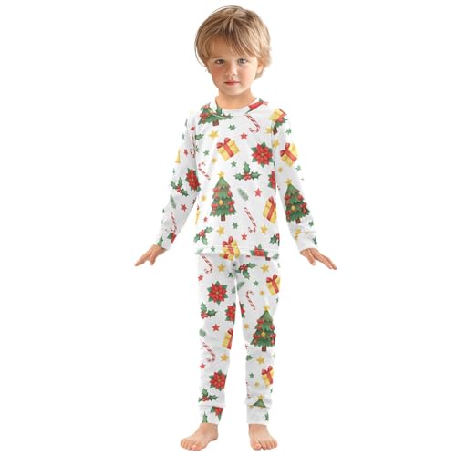 Pajama Sets Long Sleeve Christmas Tree Themed Pattern Soft Comfy Sleepwear 2 Piece PJS 3-8T2