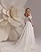 wayfor Lace Long Sleeve Wedding Dresses Off Shoulder Satin Bridal Dresses Corset A-Line Ball Gowns with Slit White Size 12