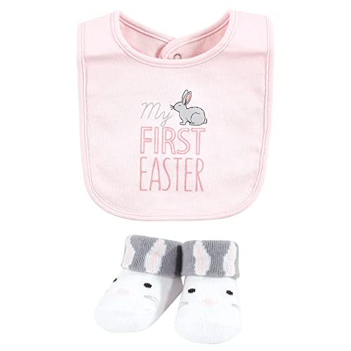 Image of Hudson Baby Unisex Baby Cotton Bib and Sock Set, Some Bunny, One Size