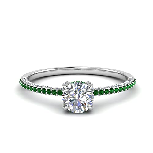 Image of Choose Your Gemstone Delicate Hidden Halo Diamond CZ Ring 925 Sterling Silver Round Shape Petite Engagement Rings Minimal Modern Design Birthday Gift Wedding Gift US Size 4 to 12