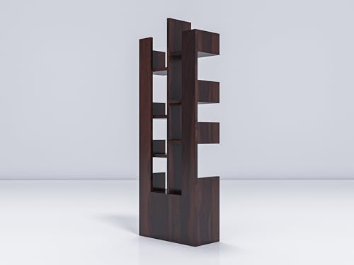 WoodMarwar Sheesham Wood Free Standing Book Shelf | Multipurpose Bookshelf Storage Display Rack with 8 Open Shelf & 1 Drawer for Ofice | Decorative Corner Shelf Bookcase for Home Dcor | Walnut