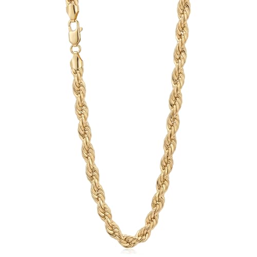 14K Solid Gold - Mens Rope Chain Necklace - Handcrafted in USA by Galaxy Gold - Diamond Cut 16 to 30 lengths