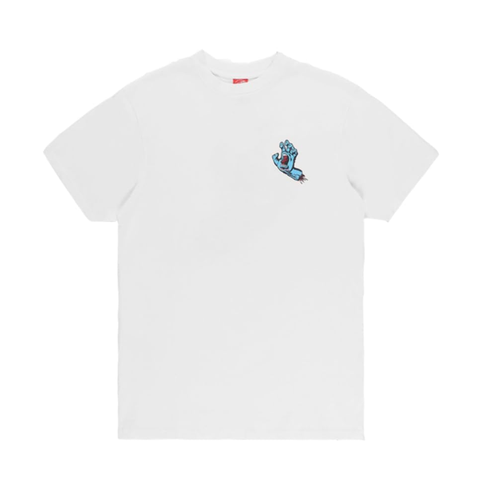 Santa Cruz Screaming Hand Chest T-Shirt - White (UK, Alpha, XL, Regular, Regular, White)