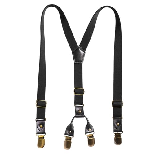Tirantes para niños fáciles de llevar, tirantes elásticos retro británicos, cómodos, ajustables para uso diario con clips de metal, soporte ajustable, Negro, Talla única