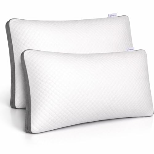 Aamira Adjustable Memory Foam Pillows 2 Pack Bamboo Covers Diamond