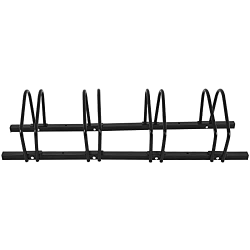 GOPLUS Râtelier Familial pour Vélo, Support de Vélo avec 4/5/6 Places de Rangement pour Parc et Magasins, Porte-Vélos Idéal pour VTT, Vélo Enfant, Vélo de Route (4 Râteliers, Noir)