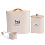 Crystals Cat Food Storage Container with Lid & Scoop – Retro Vintage Metal Tin – Pet Food Storage Box for Dry Food – Airtight Storage for Cats