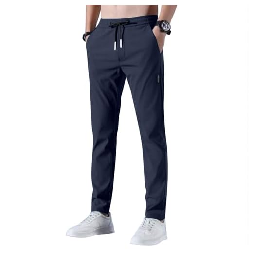 Générique Pantalon en Lin Homme Randonnée Bas De Jogging Tactique Militaire Moto Homologué Jean Cargo Vos Commandes Bleu 2XL
