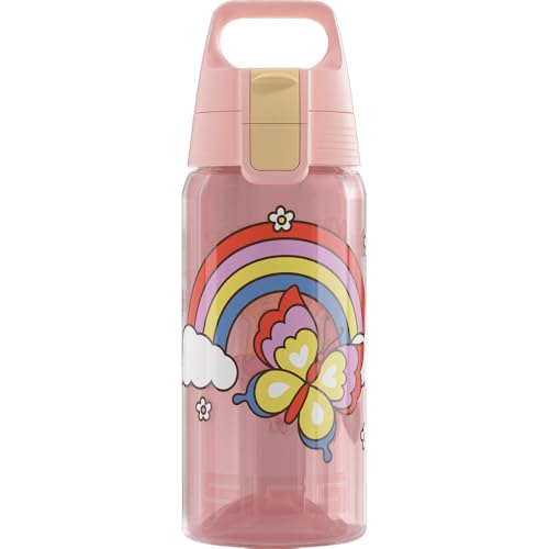 Sigg - Trinkflasche Kinder - Viva One Rainbow - Für Kohlensäurehaltige Getränke Geeignet - Auslaufsicher - Spülmaschinenfest - BPA-frei - Sport & Schule - Rosa mit Regenbogen - 0 5L