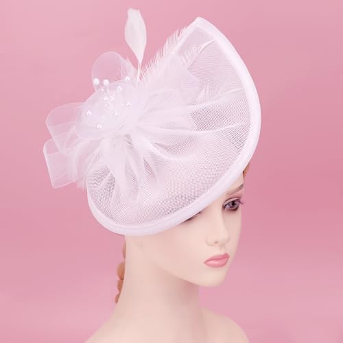 Image of DRESHOW Women Fascinator Hats Tea Party Hat Vintage Pillbox Hat Headband for Cocktail