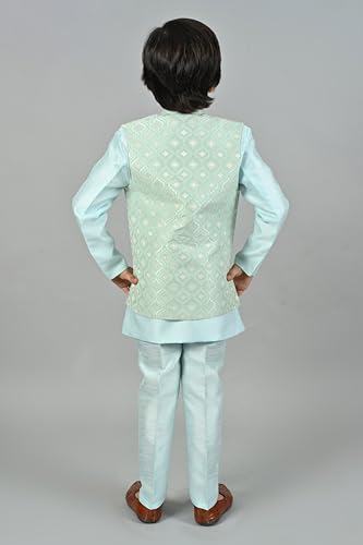 AHHAAAA Kids Indian Ethnic Velvet Waistcoat Silk Kurta Pyjama Set Bollywood Style Wedding Ethnic for Boys