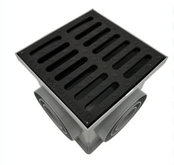 MCH Baignoire d'écoulement de cour classe A15-1,5T 250 x 250 x 250 mm Gris (grille en fonte noire résistante jusqu'à 12,5 t)