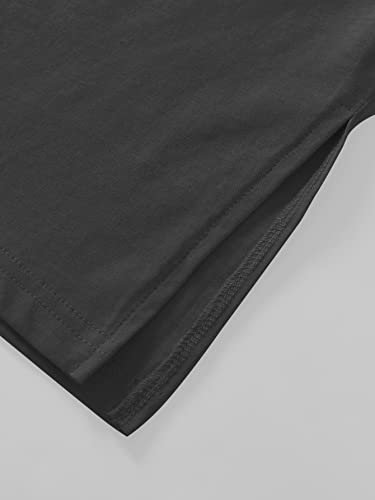 لاتوزا قميص نوم قطني للرجال من قطعتين، اسود ورمادي، مقاس M