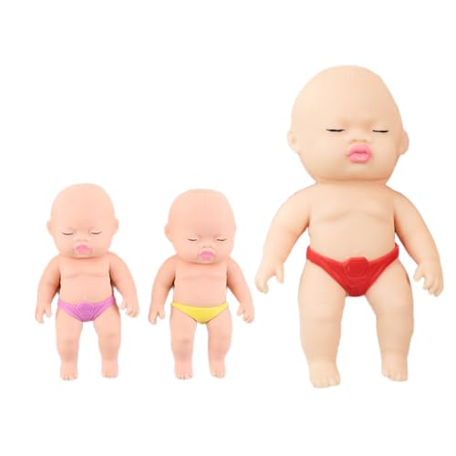 アグリーベイビーズ ミニ 【1個 14cm+2個 7cm】 赤ちゃん スクイーズ 人形 おもちゃ 軽砂 可愛い 玩具 柔らかい 弾性 触感いい 子供 大人兼用 (1個 14cm+2個 7cm ベージュ)