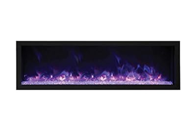 Amantii Panorama Series Extra Tall Built-in Electric Fireplace with Black Steel Surround (BI-72-DEEP-XT-FI-109-Diamond), 72-Inch, Ice Media