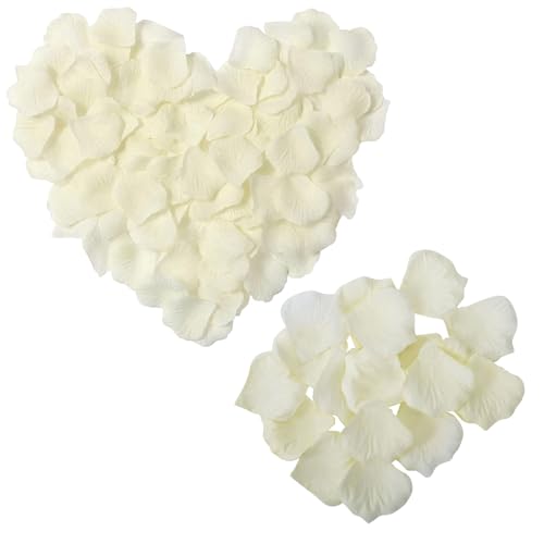 Plipdhy 2000 Pièces Pétales de Rose Artificielles,Blanc Petale,Décoration Romantique pour Mariage,Saint Valentin,Centre de Table,Anniversaire