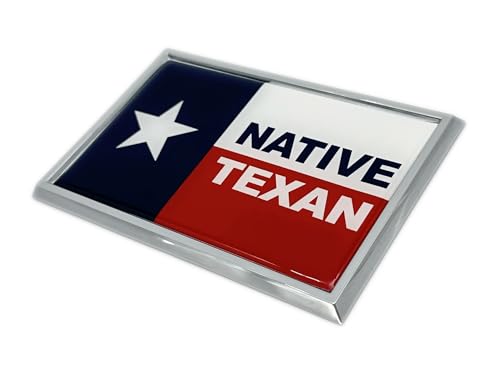 Image of Elektroplate Native Texan State of Texas Flag Large All Metal Emblem for SUVs /Trucks | Universal Fit at 4.2 inch x 2.7 inch | Weatherproof