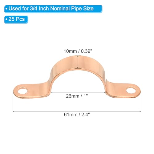 PATIKIL 3/4" Copper Pipe Clamp, 25 Pcs, Wall Mount, Two Holes, Anti-Corrosion, High-Temperature Resistance - Image 2