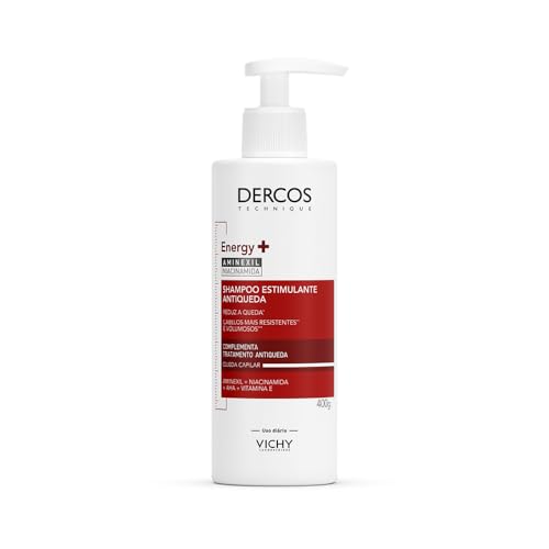 Vichy Dercos Energy+, Shampoo Estimulante, Tratamento Antiqueda para Cabelos Fracos e Quebradiços, Fortalece os Fios com Aminexil, Niacinamida e Vitamina E, 400g