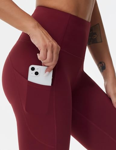 Image of THE GYM PEOPLE Thick High Waist Yoga Pants with Pockets, Tummy Control Workout Running Yoga Leggings for Women