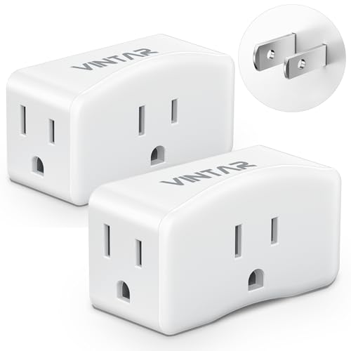 2 Prong to 3 Prong Outlet Adapter VINTAR 2 Prong Power Strip with 3 AC Outlets (1875W/15A) Polarized Plug Wall Plug Extender for Non-Grounded Outlet in Old House Cruise Essentials 2 Pack