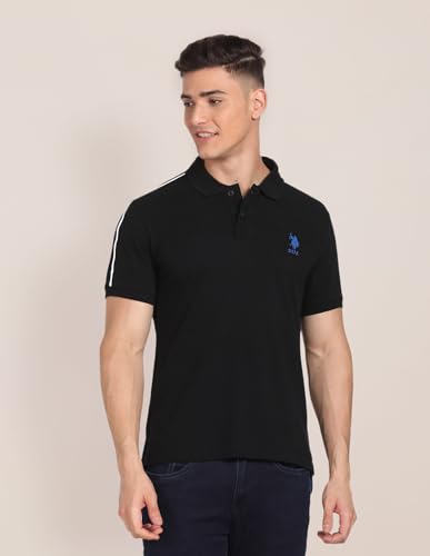 Image of U.S. Polo ASSN. Solid Regular Fit Polo T Shirts for Men - 100% Cotton, Half Sleeves Mens Tshirt