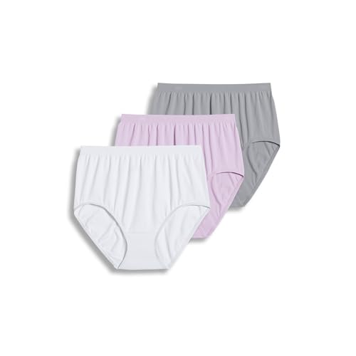 Jockey Women's Underwear Comfies Microfiber Brief - 3 Pack, White/Pink Pearl/Grey, 7