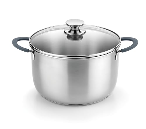 BRA Master | Olla 24 cm, acero inoxidable, Sin Antiadherente, Sin PFOA, Full Induction, Apta para todo tipo de Cocinas, Asas acero inoxidable recubiertas de Silicona