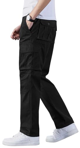 HUNGSON Mens Casual Hiking Pants - Cotton Drawstring Fashion Cargo Pants Hiking Outdoor Pocket Working Pants3